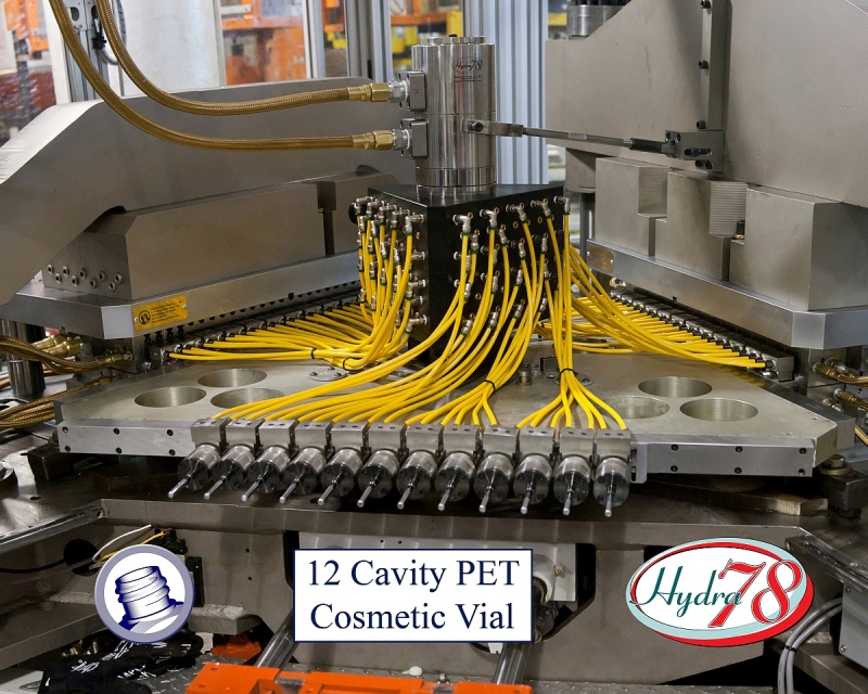 12 Cavity 7mL vial PET mold in a three station machine